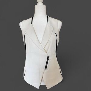 Kenneth Cole New York Sleeveless White & Black Blazer Vest ~ Size S